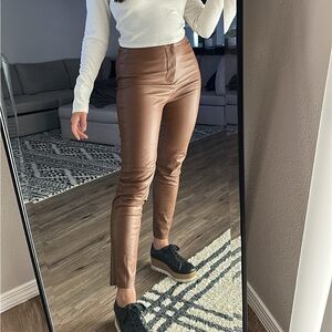 Zara Camel Faux Leather Pants - size small